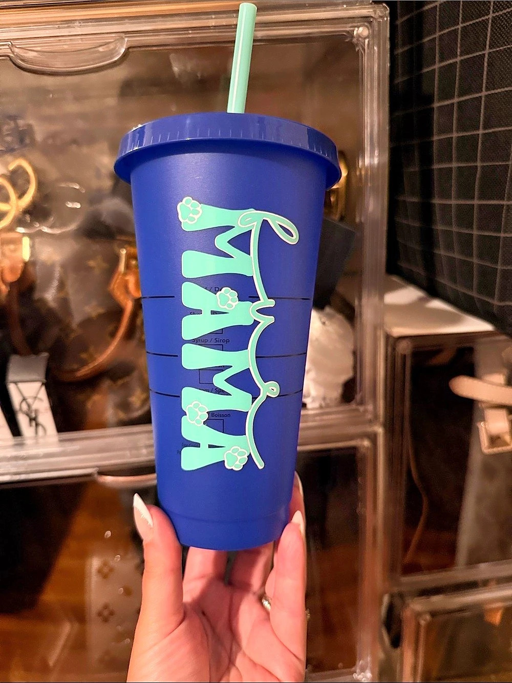 Starbucks Royal Blue Reusable Cold Cup with Custom Mama Decal Mama Decal